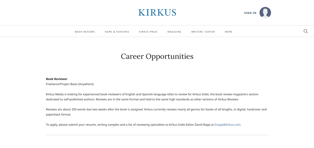 homepage website Kirkus