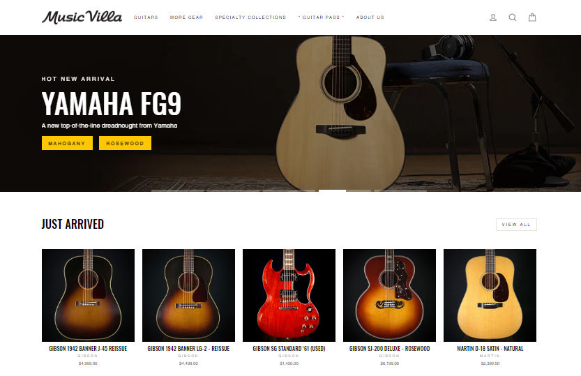 homepage website music villa