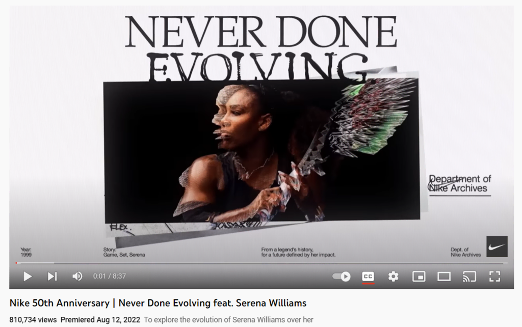 iklan dan slogan Nike di youtube Never Done Evolving