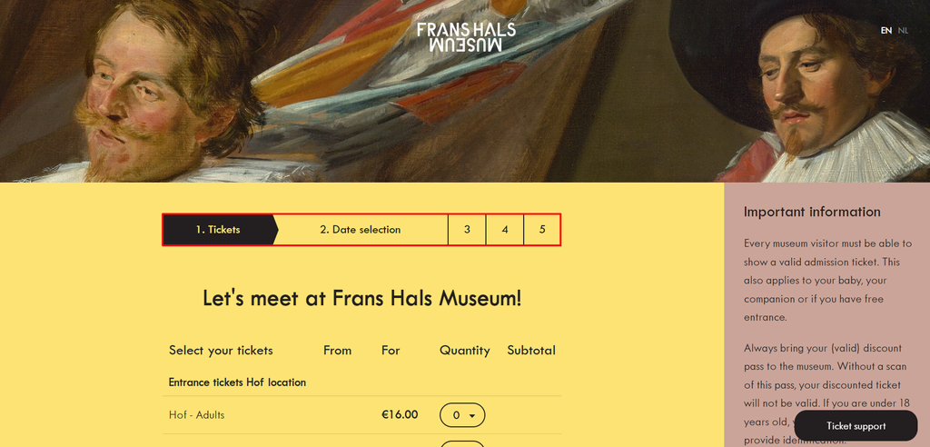 indikator progres di halaman checkout Frans Hals Museum