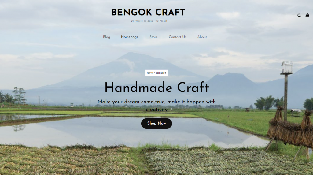 landing page bengok craft sebagai salah satu contoh website umkm