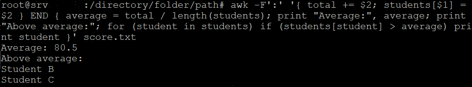 output linux command awk di Terminal