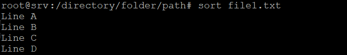 output perintah dasar linux sort di Terminal