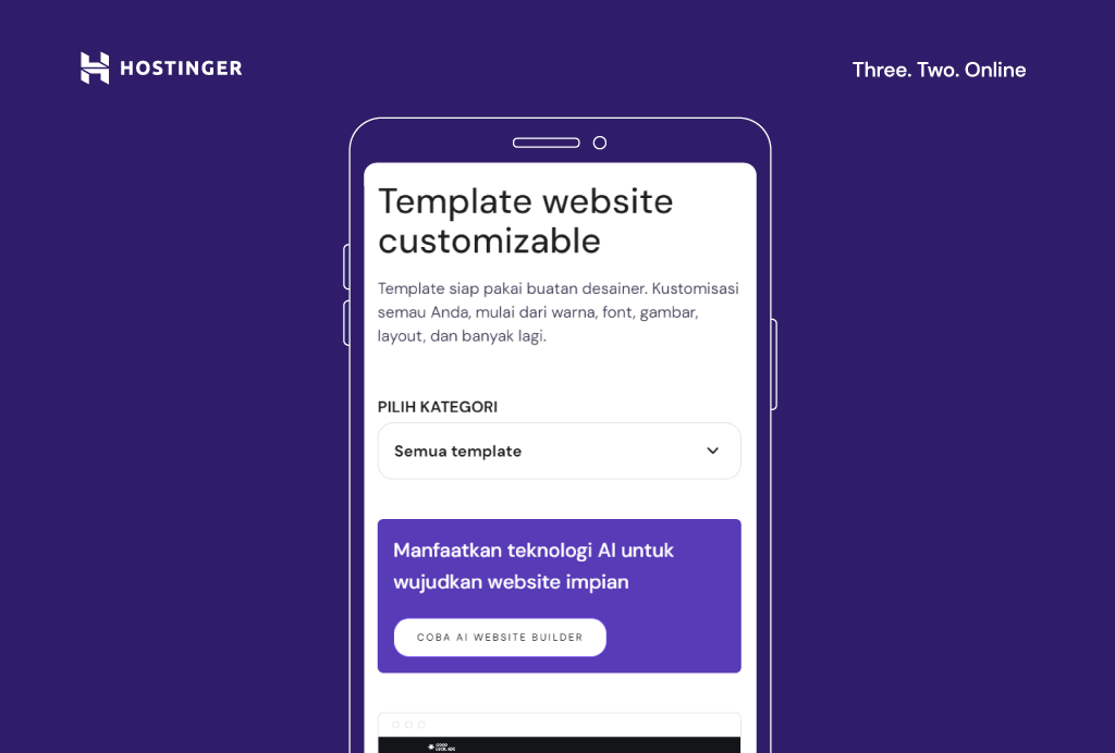 memilih template website customizable di hostinger mobile builder