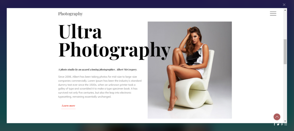 Ultra tema wordpress untuk fotografer