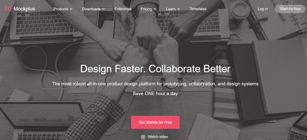 homepage Mockplus platform desain produk