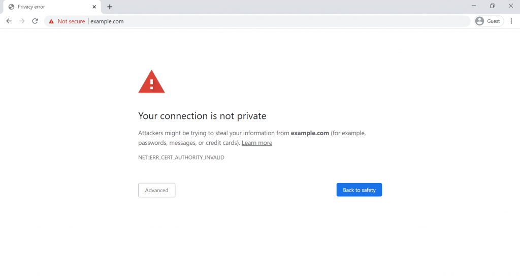 tampilan your connection is not private di chrome