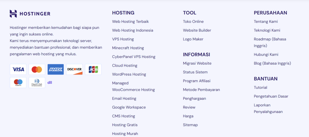bagian footer website hostinger indonesia