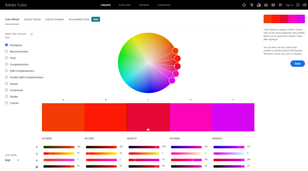 generator palet warna Adobe Color