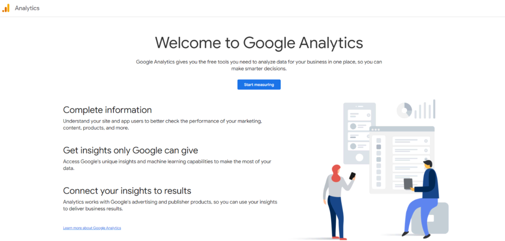 homepage website Google Analytics